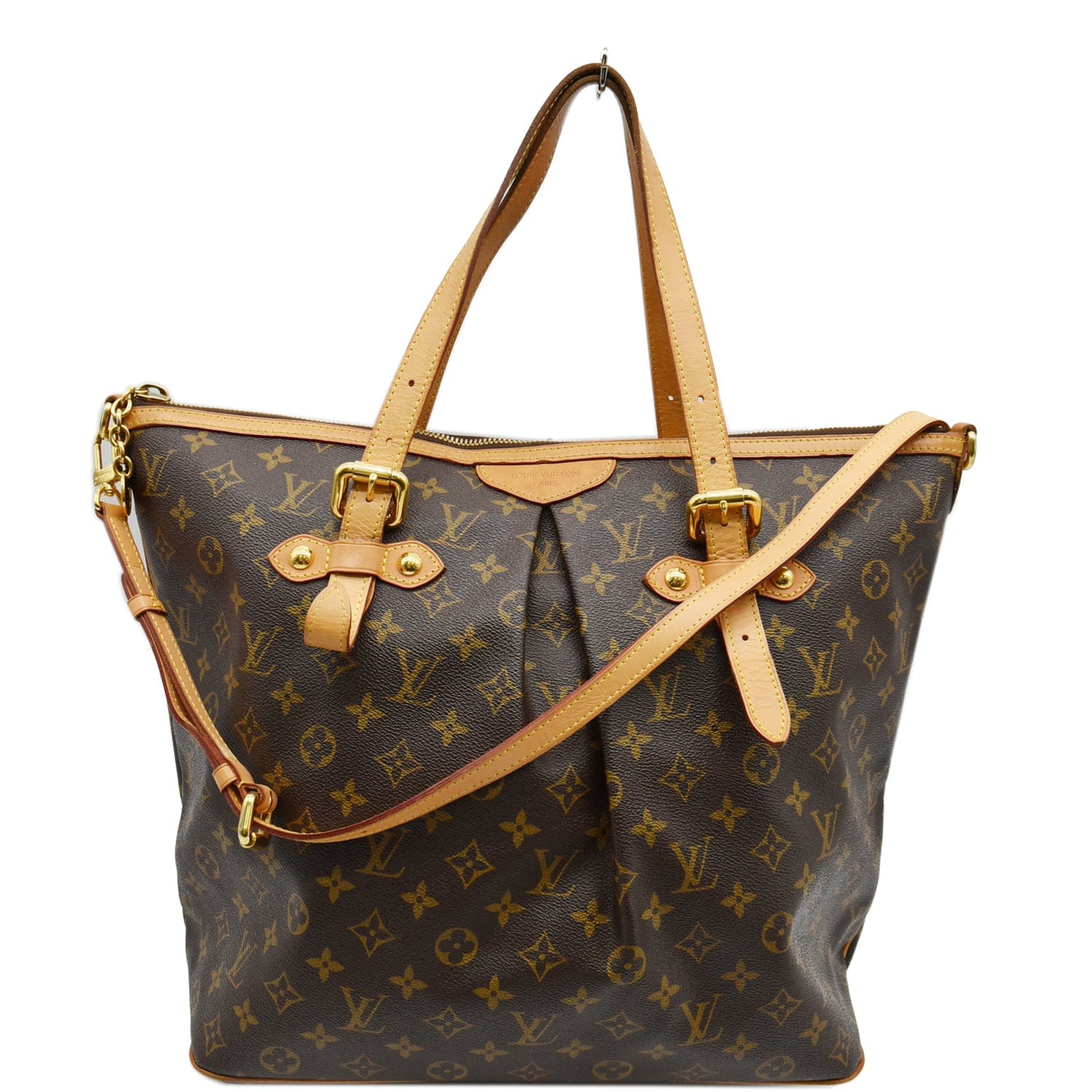 Rare LOUIS VUITTON Beige Monogram Canvas LV Logo Printed Shoulder Tote Bag  For Sale at 1stDibs