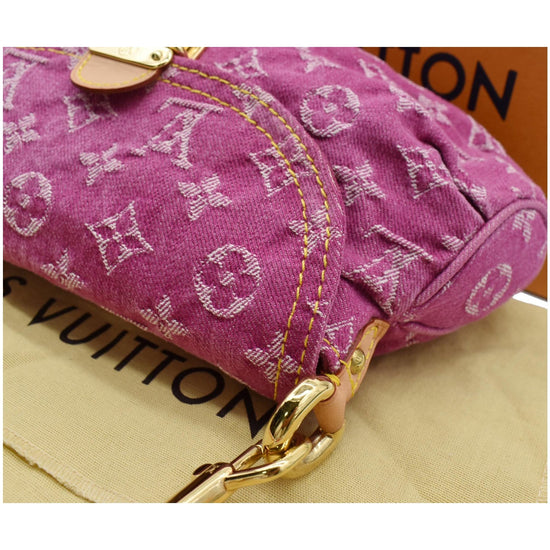 Louis Vuitton Fuchsia Denim Monogram Denim Mini Pleaty Bag - Yoogi's Closet