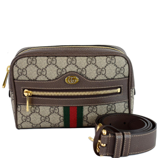 GUCCI Ophidia GG Supreme Canvas Web Belt Bag Brown