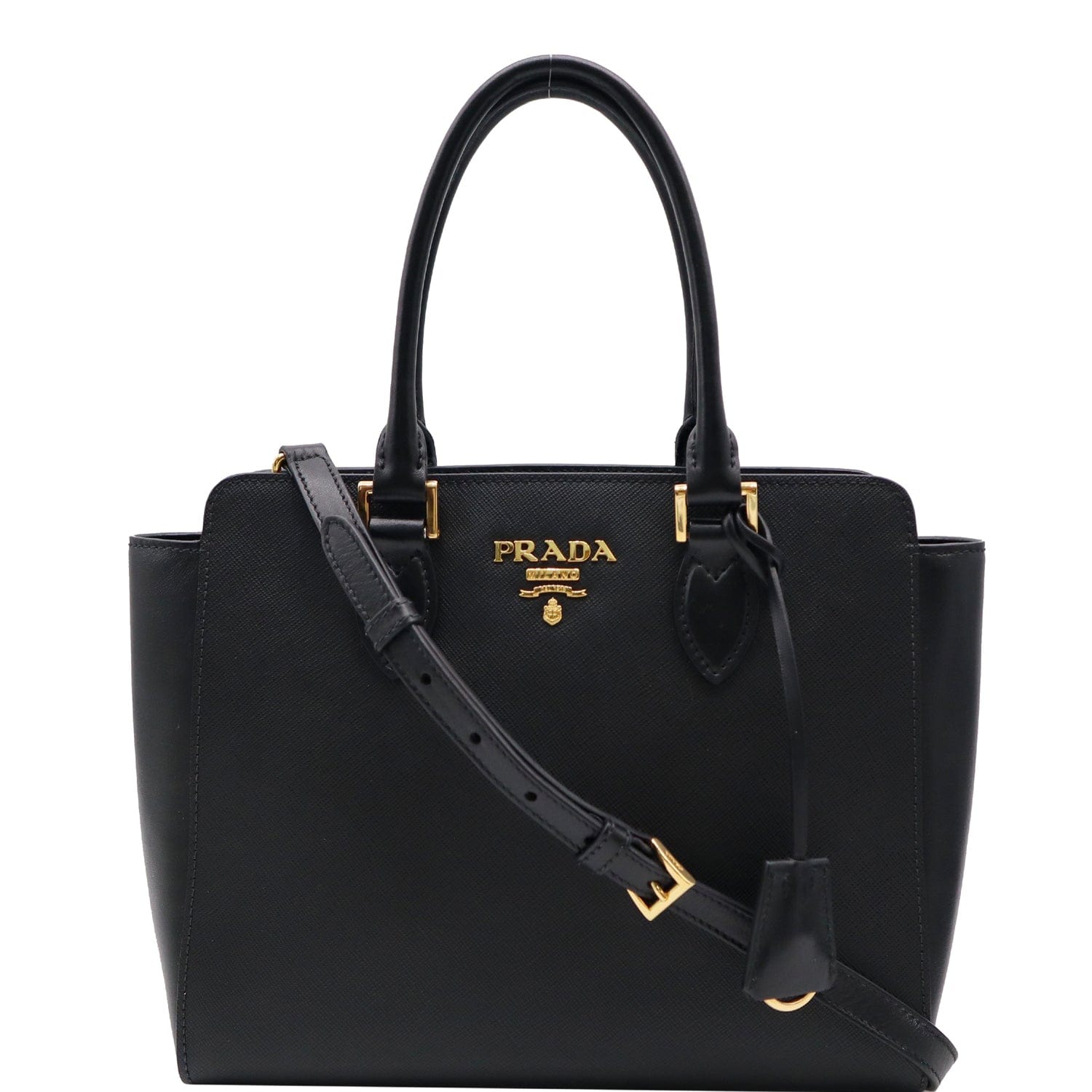 Prada Matinée Large Saffiano Leather Crossbody Top Handle Bag