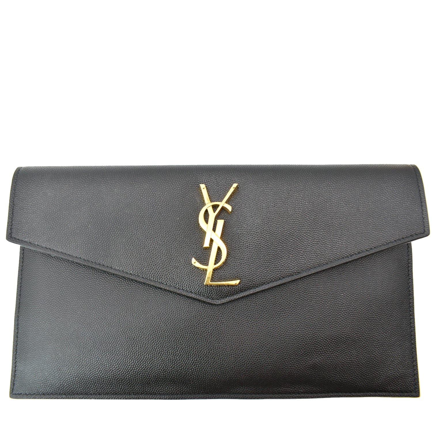 Uptown Leather Clutch in White - Saint Laurent