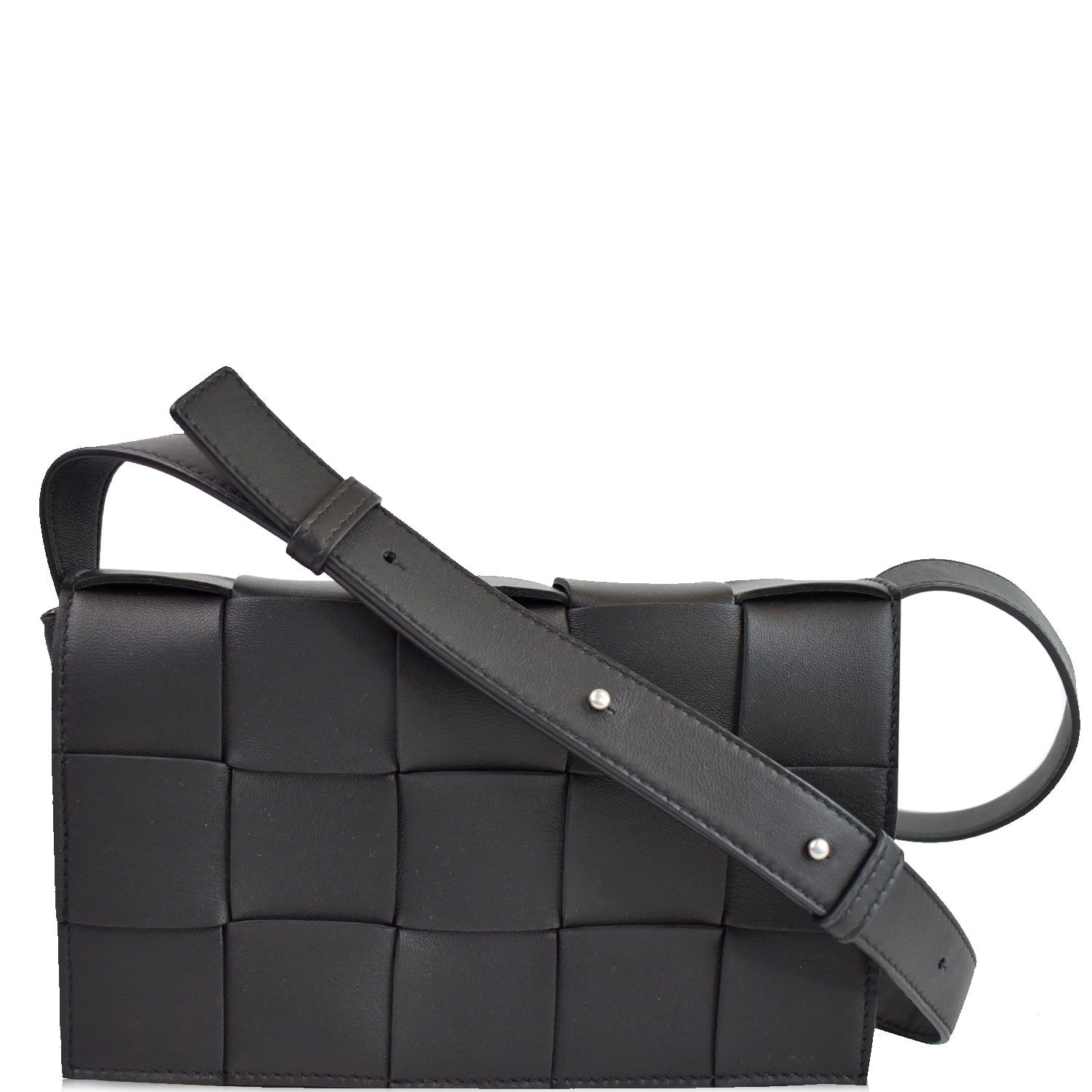 Bottega Veneta Chain Cassette Silver-tone Crossbody Bag Black in Lambskin  Leather - US