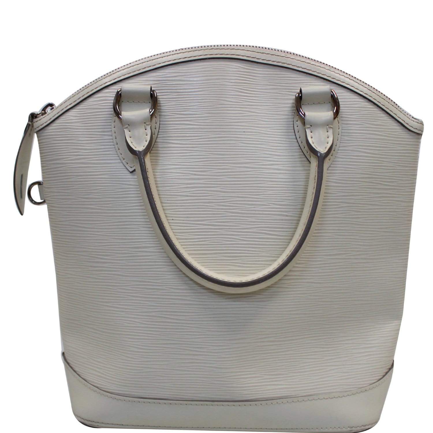 Louis Vuitton - Authenticated Lockit Vertical Handbag - Leather Silver Plain For Woman, Very Good condition