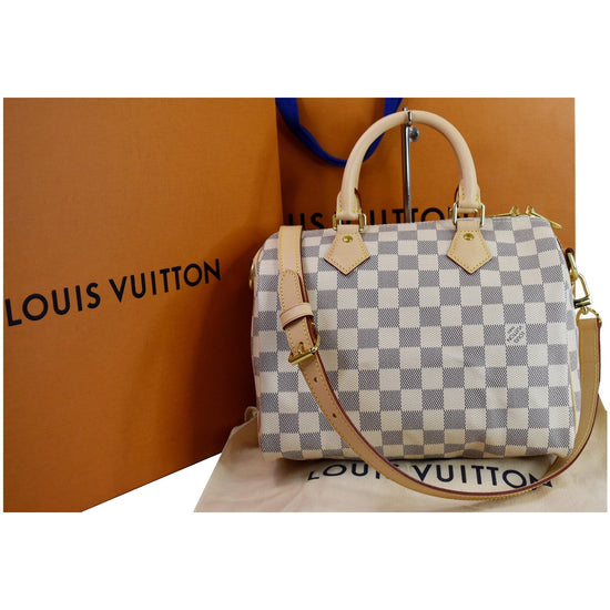 Sold at Auction: Louis Vuitton, Louis Vuitton - New - Damier Azur Speedy 25  Bandouliere Top Handle Bag w/ Strap