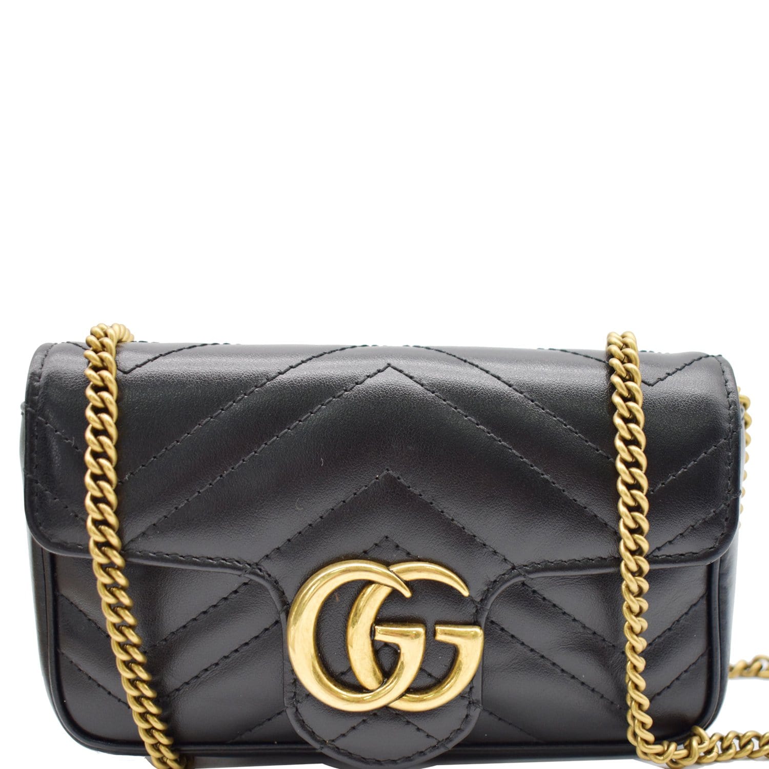 Gucci GG Marmont Super Mini Leather Crossbody Bag Black