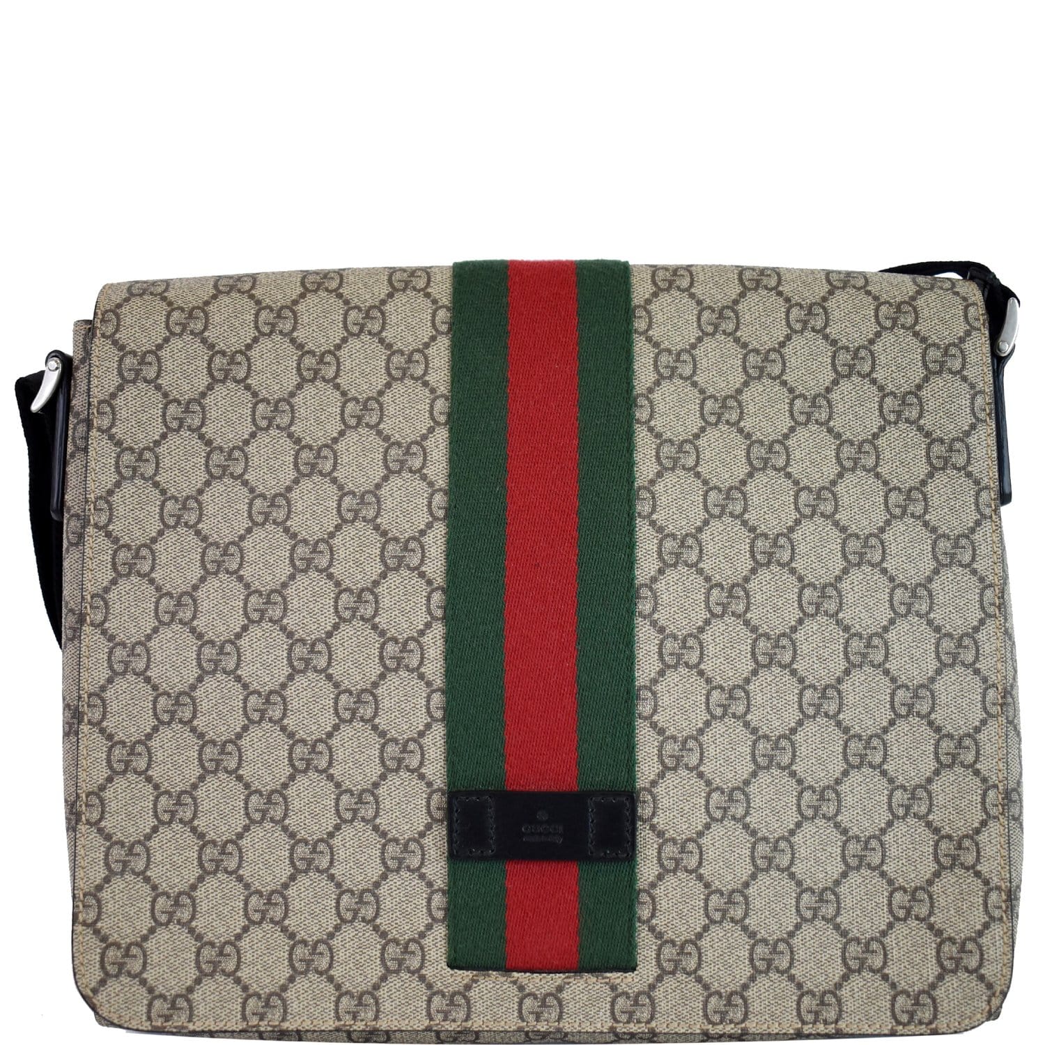 GUCCI GG Supreme Monogram Web Messenger Bag Beige 475432