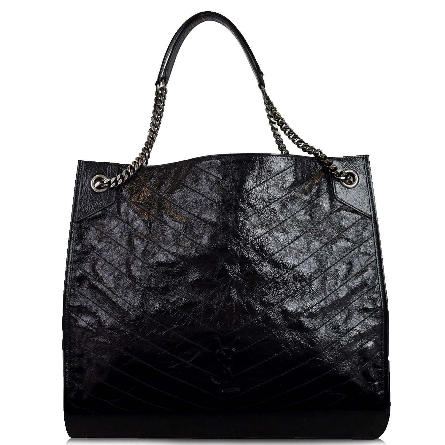 Shopping Large Leather Tote in Black - Saint Laurent