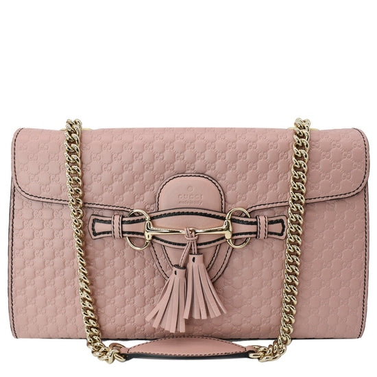 Authentic Gucci 449635 Pink Micro GG Guccissima Leather Emily Bag, Handbag.  BN