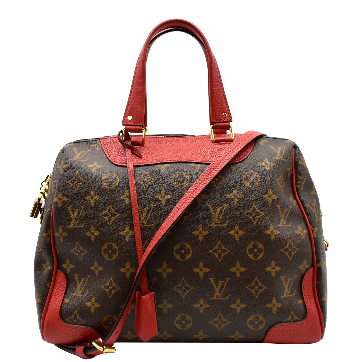 LOUIS VUITTON 13" Auth Monogram Red Brown Retiro Speedy