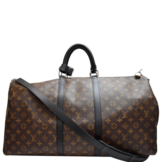 LOUIS VUITTON Keepall Bandouliere 55 Monogram Macassar Travel Bag Brow