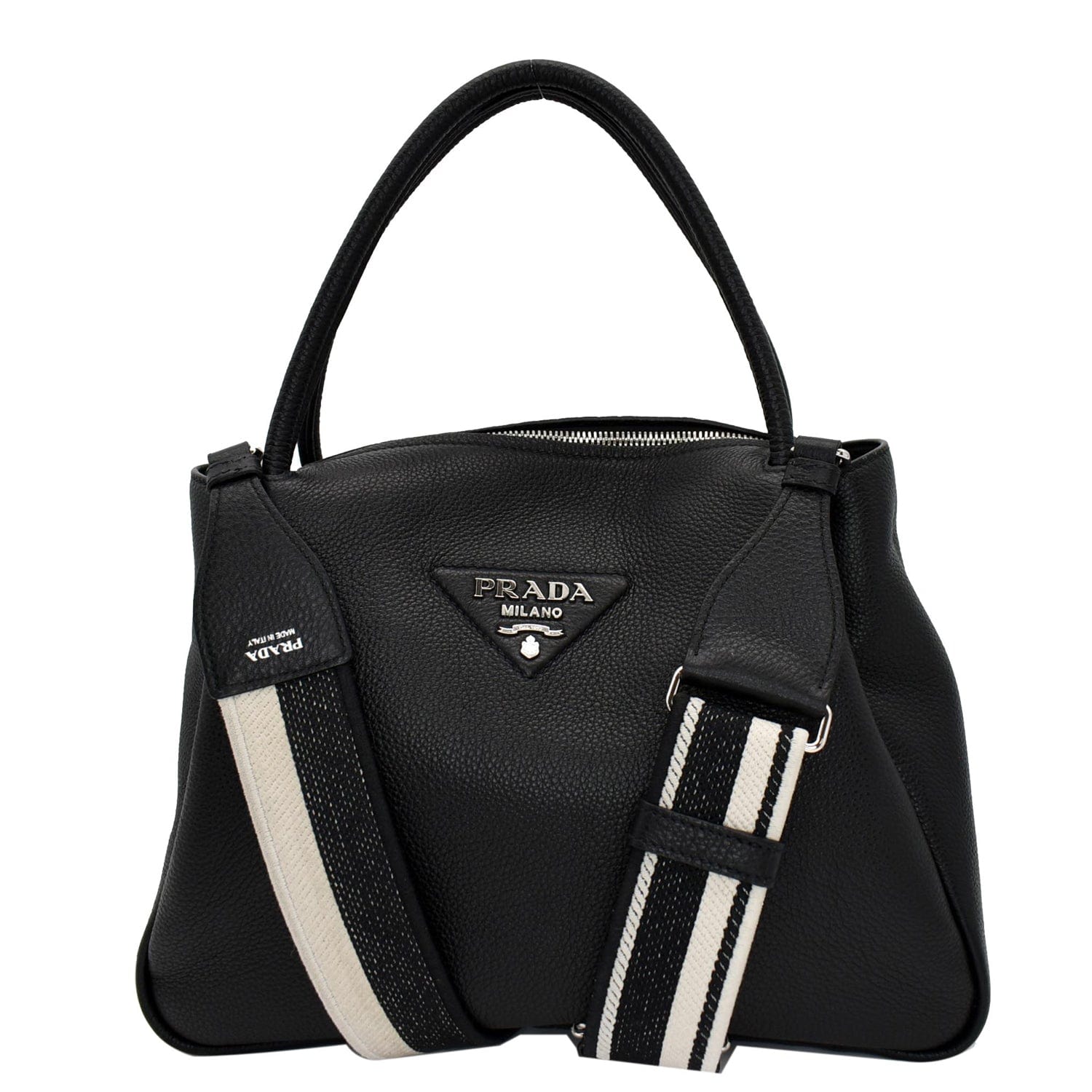 Prada - Small Flou Shoulder Bag - Women - Leather - Os - Black