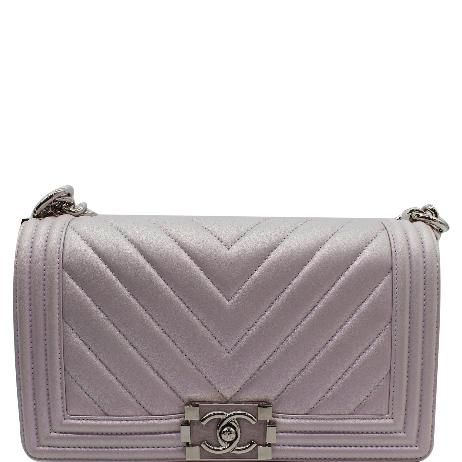 CHANEL Tweed Mixed Fibers Quilted Medium Chanel 19 Flap Lilac 932388