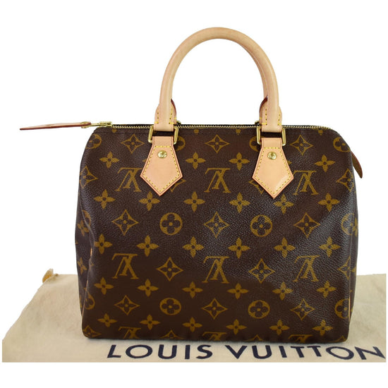 Unisex Pre-Owned Authenticated Louis Vuitton Monogram Speedy 25 Canvas  Brown Boston Bag Top HandleBag 