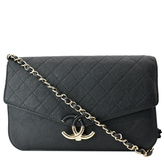 Chanel Medium Caviar pebble gray easy flap crossbody bag with gun metal  hardware