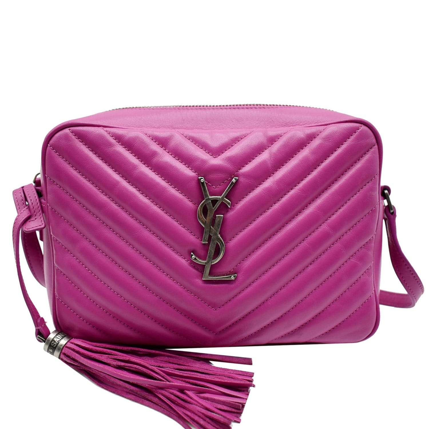 Lou Camera Leather Crossbody Bag in Pink - Saint Laurent