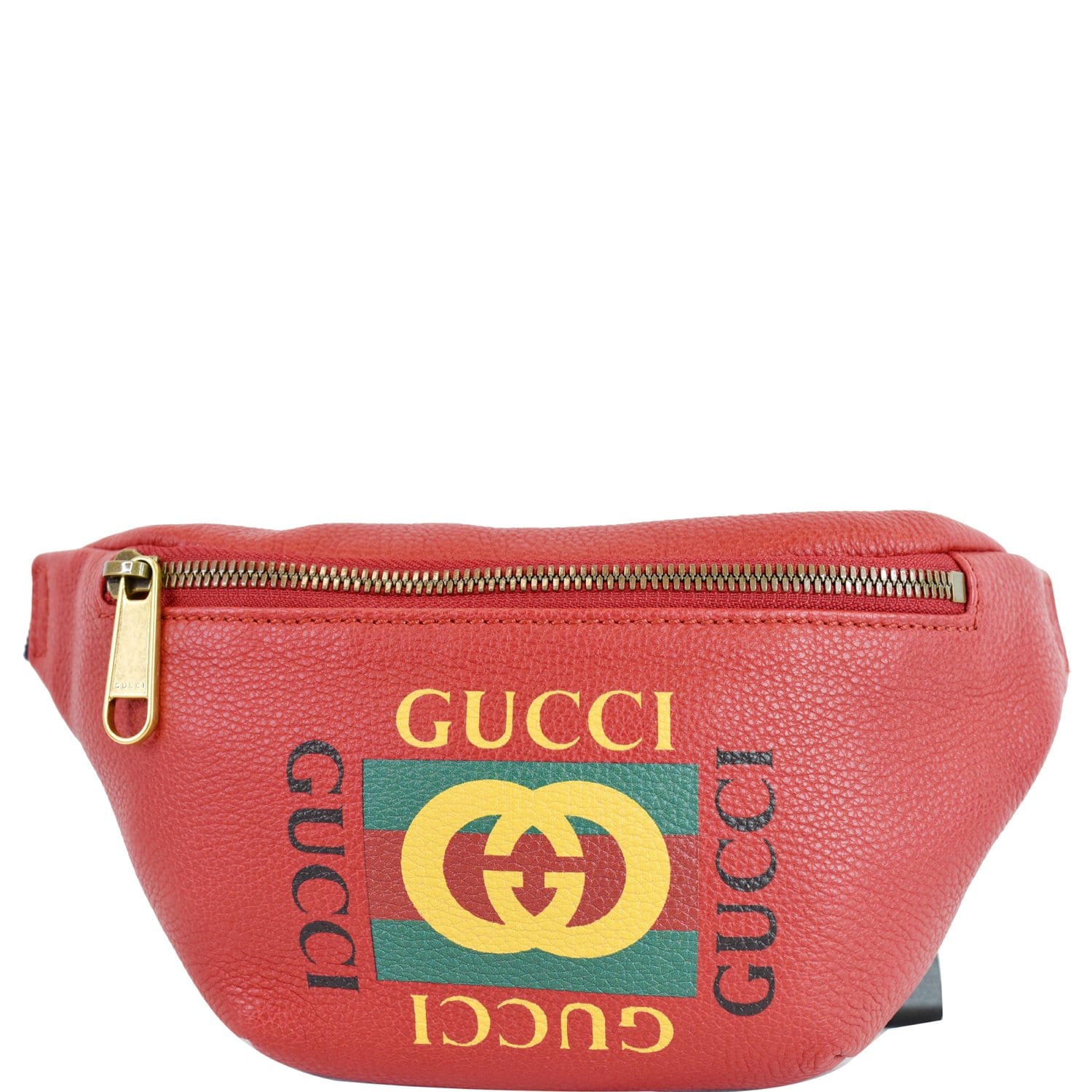 GUCCI Print Grained Calfskin Leather Belt Bag Red 527792