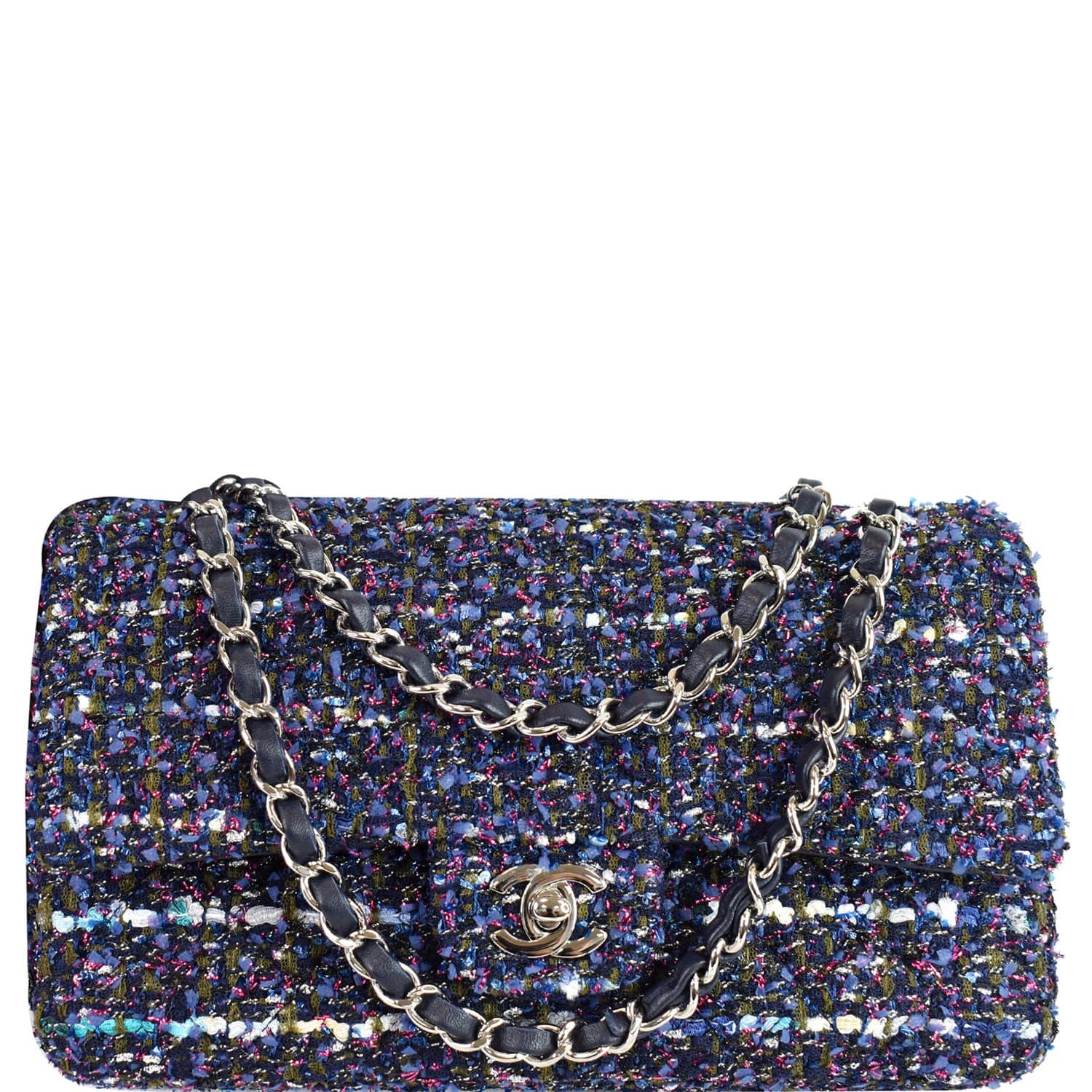 Chanel 2020 Classic Tweed Medium Double Flap Bag - Blue Shoulder Bags,  Handbags - CHA434635