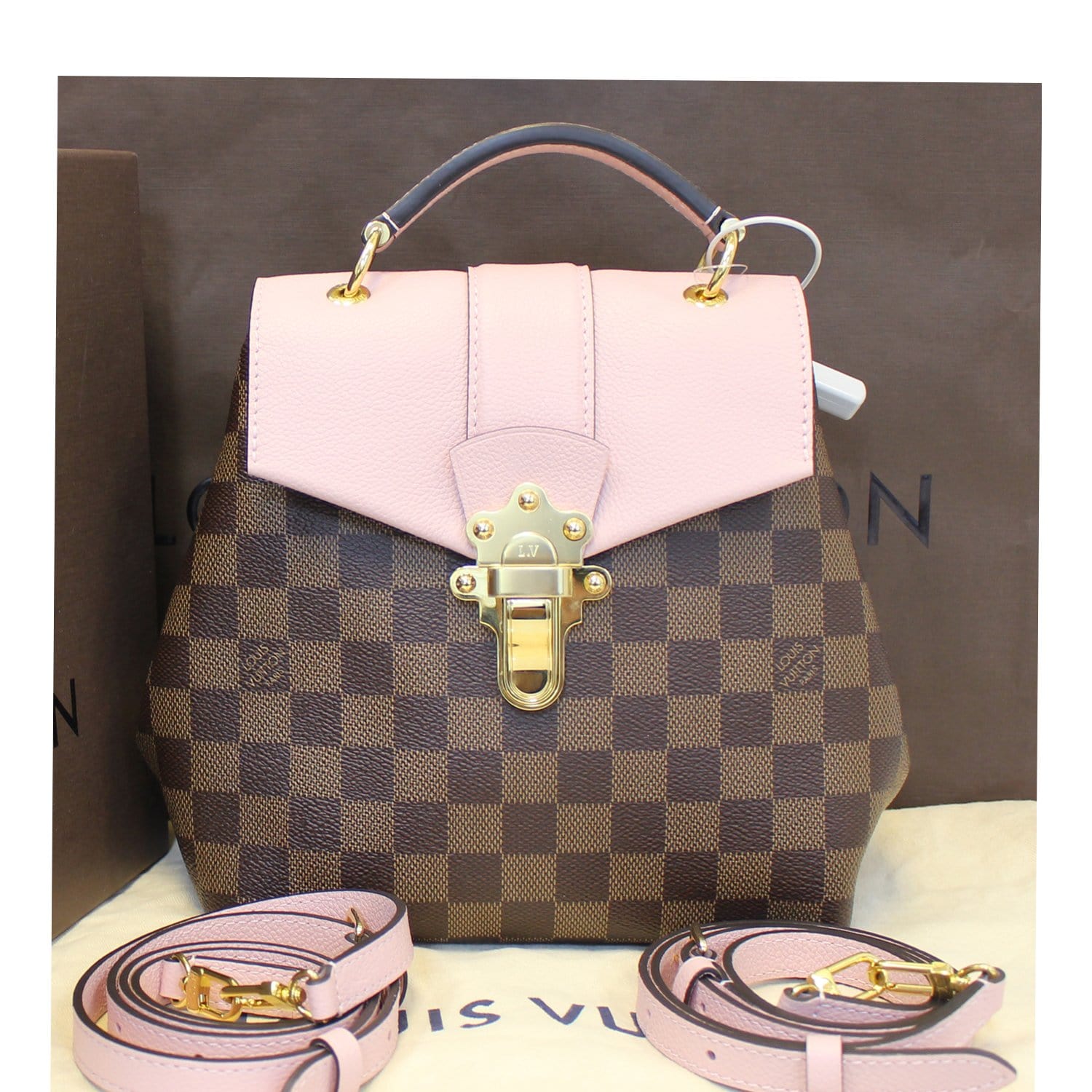 Louis Vuitton Clapton Damier Ebene Backpack Bag Magnolia