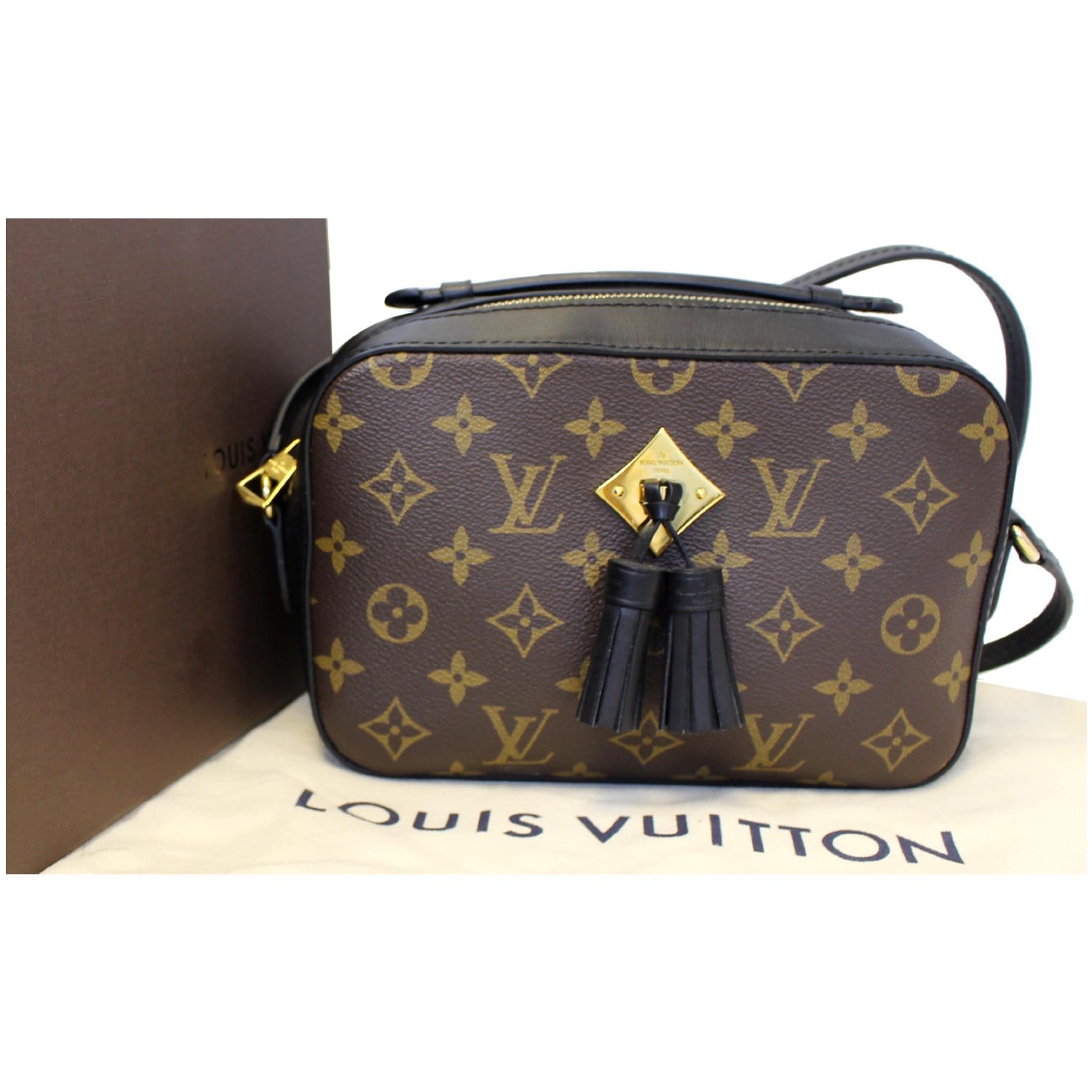 LOUIS VUITTON Saintonge Monogram Canvas Shoulder Bag Noir Black-US