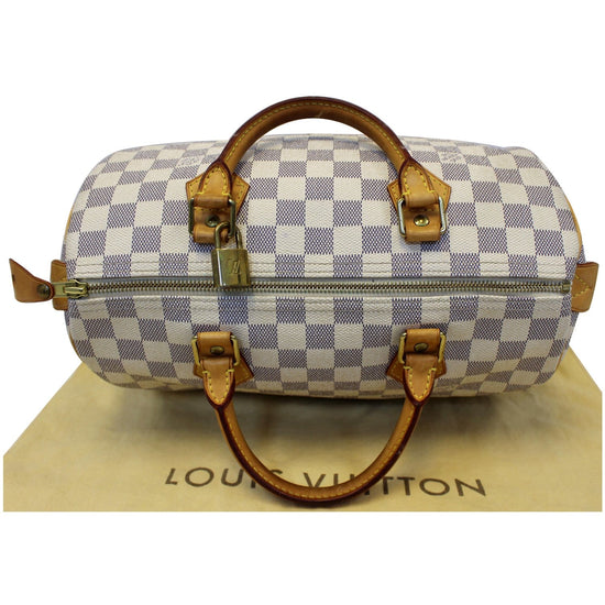 White Louis Vuitton Damier Azur Speedy 30 Boston Bag – Designer Revival