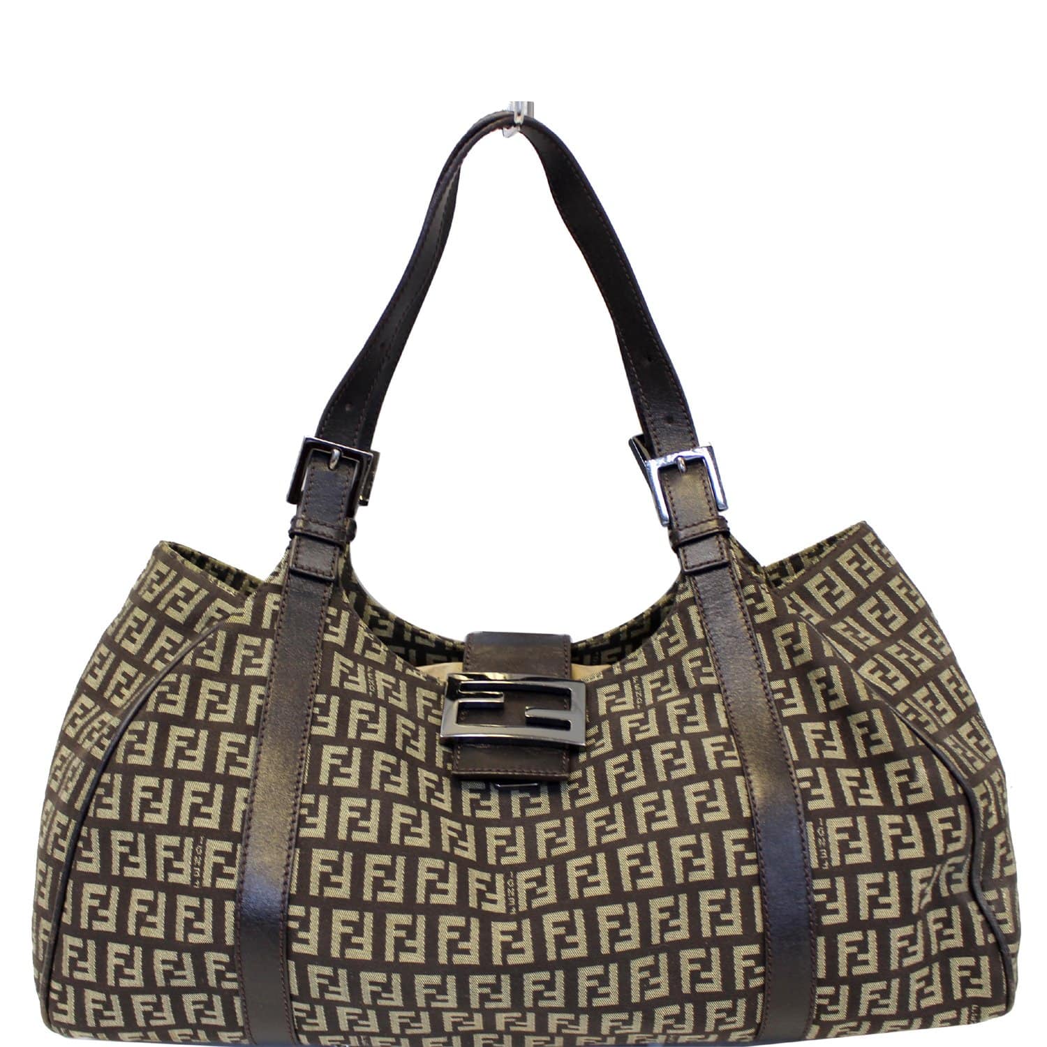 Fendi Baguette Brown Coated Canvas FF Flat Pouch Shoulder Bag 7M0295 –  Queen Bee of Beverly Hills