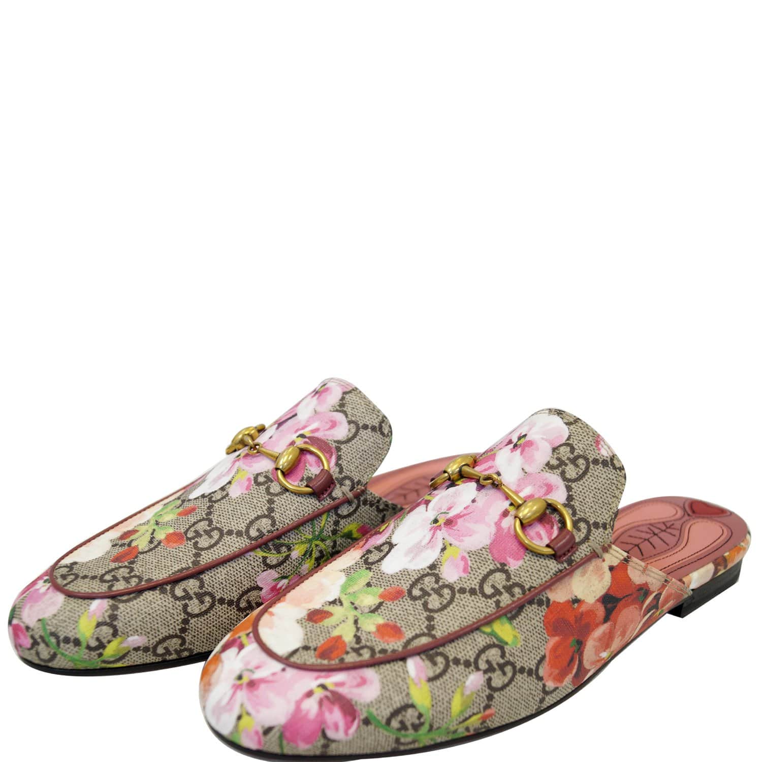 Fancy Ko Løse GUCCI Princetown GG Canvas Horsebit Blooms Slipper Pink US 6 432772