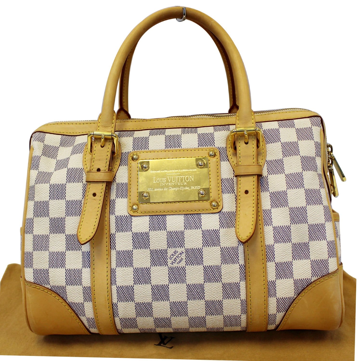 LOUIS VUITTON Berkeley Damier Azur Satchel Handbag White-US