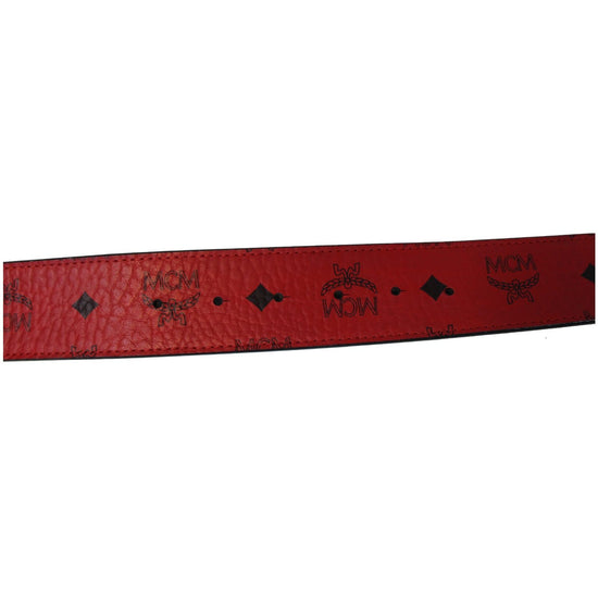 red and black mcm belt