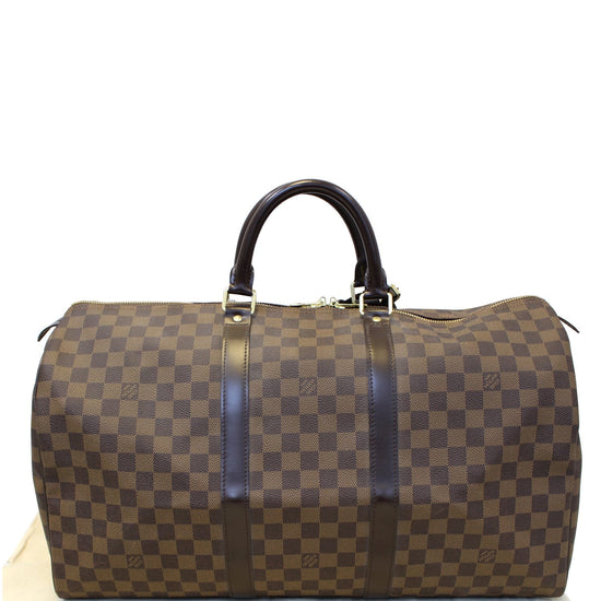 Louis Vuitton Damier Ebene Keepall 50 Boston Duffle Bag Leather ref.328636  - Joli Closet