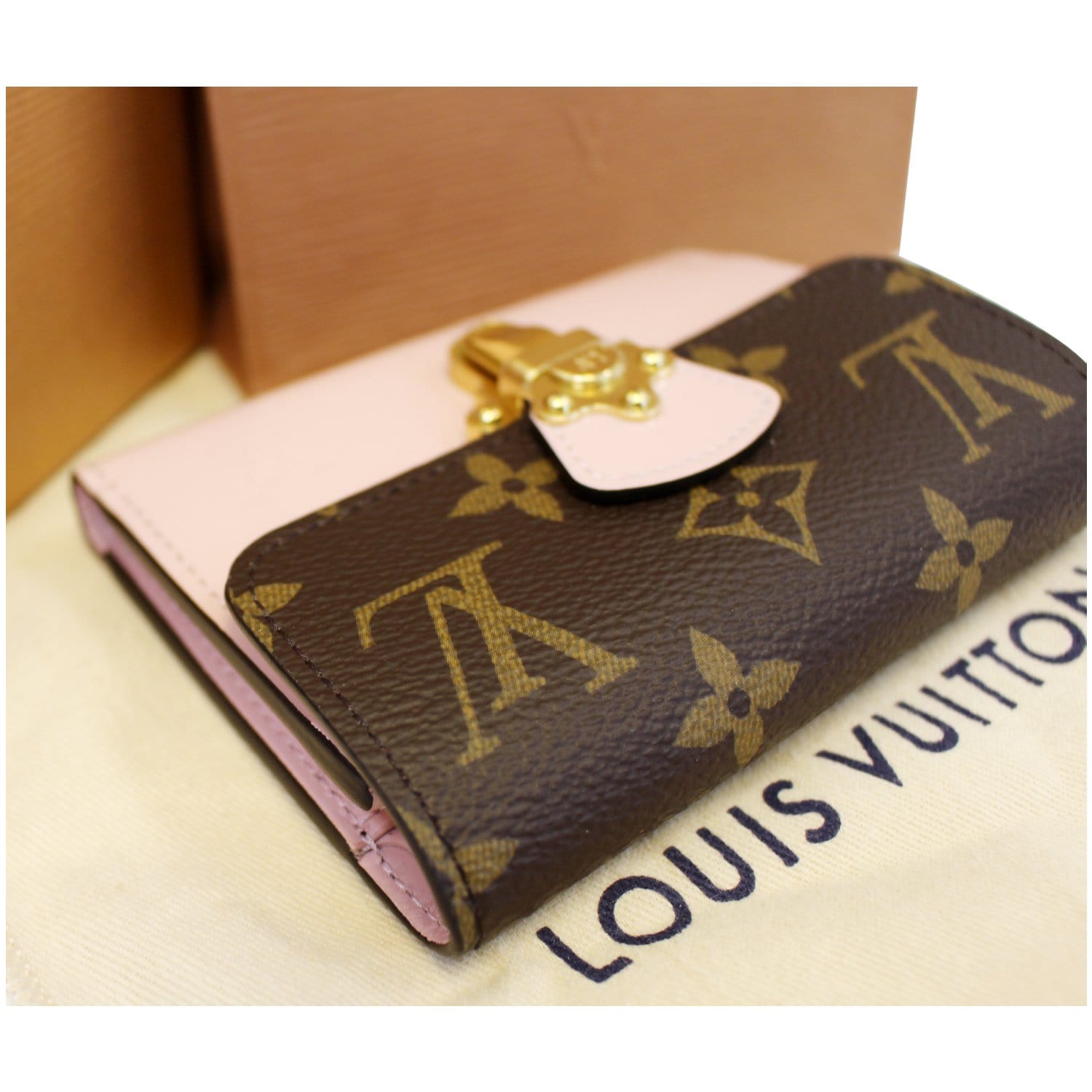 LOUIS VUITTON Cherrywood Compact Wallet Rose Ballerine-US