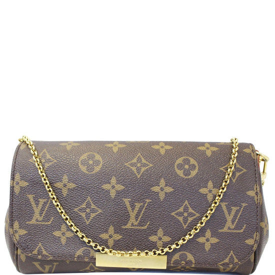 Louis Vuitton Brown Monogram Favorite PM Bag W/ Chain and Leather