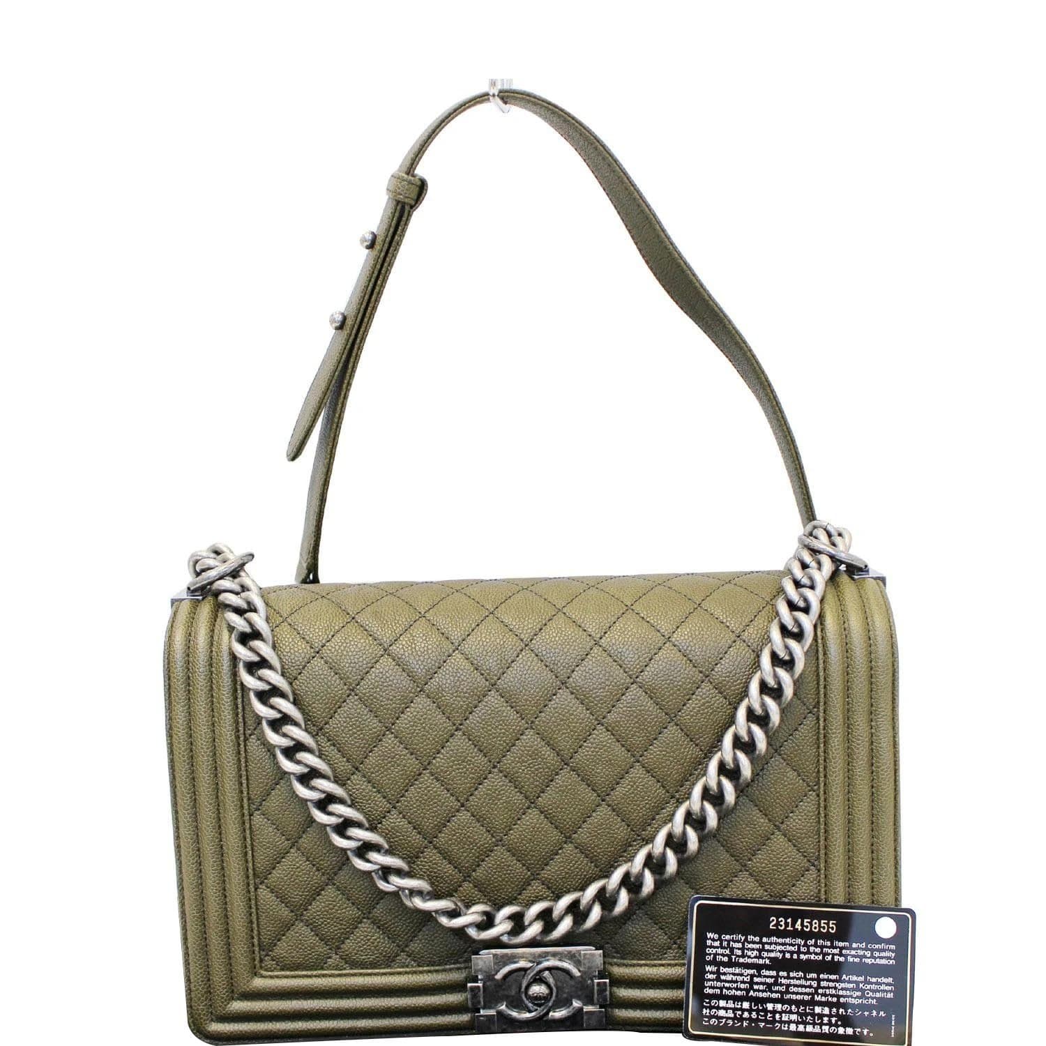 chanel tote bag green leather