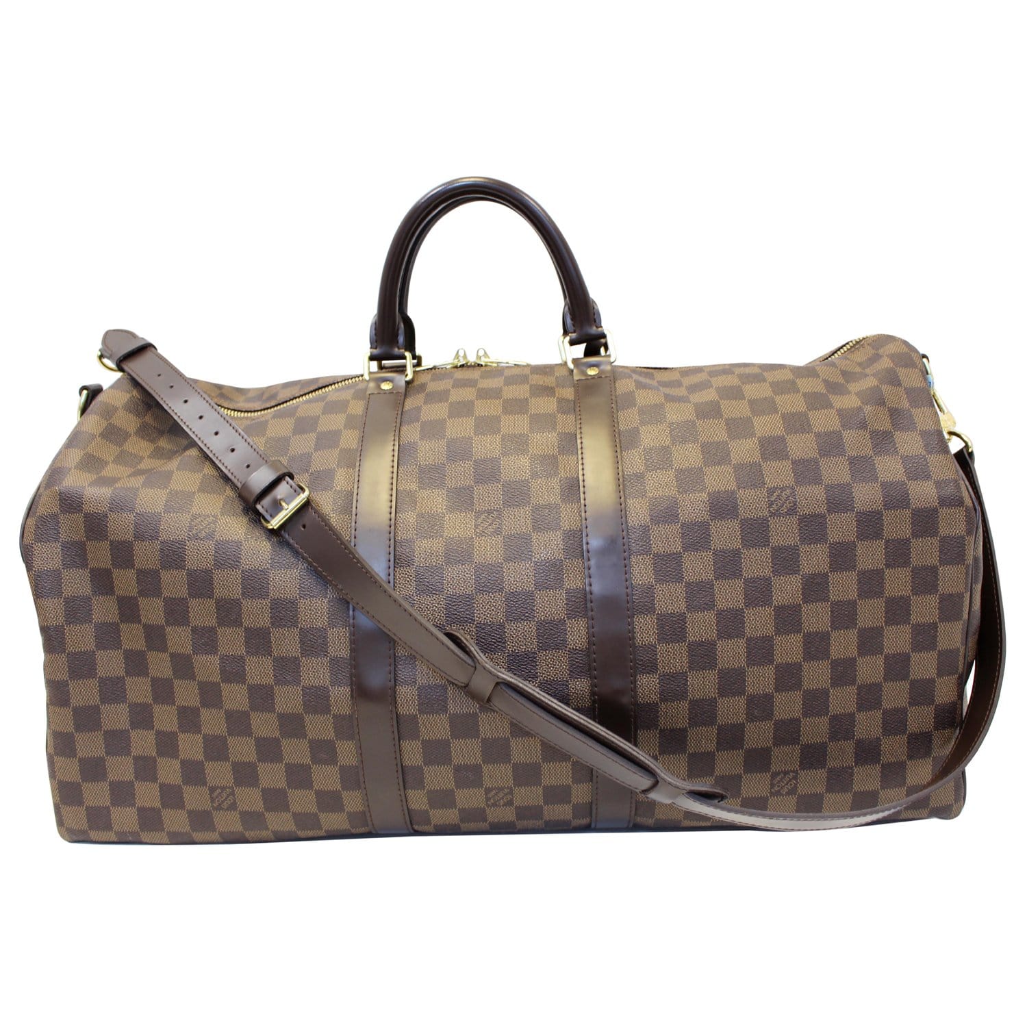 LOUIS VUITTON Keepall Bandouliere 55 Damier Ebene Travel Bag Brown-US