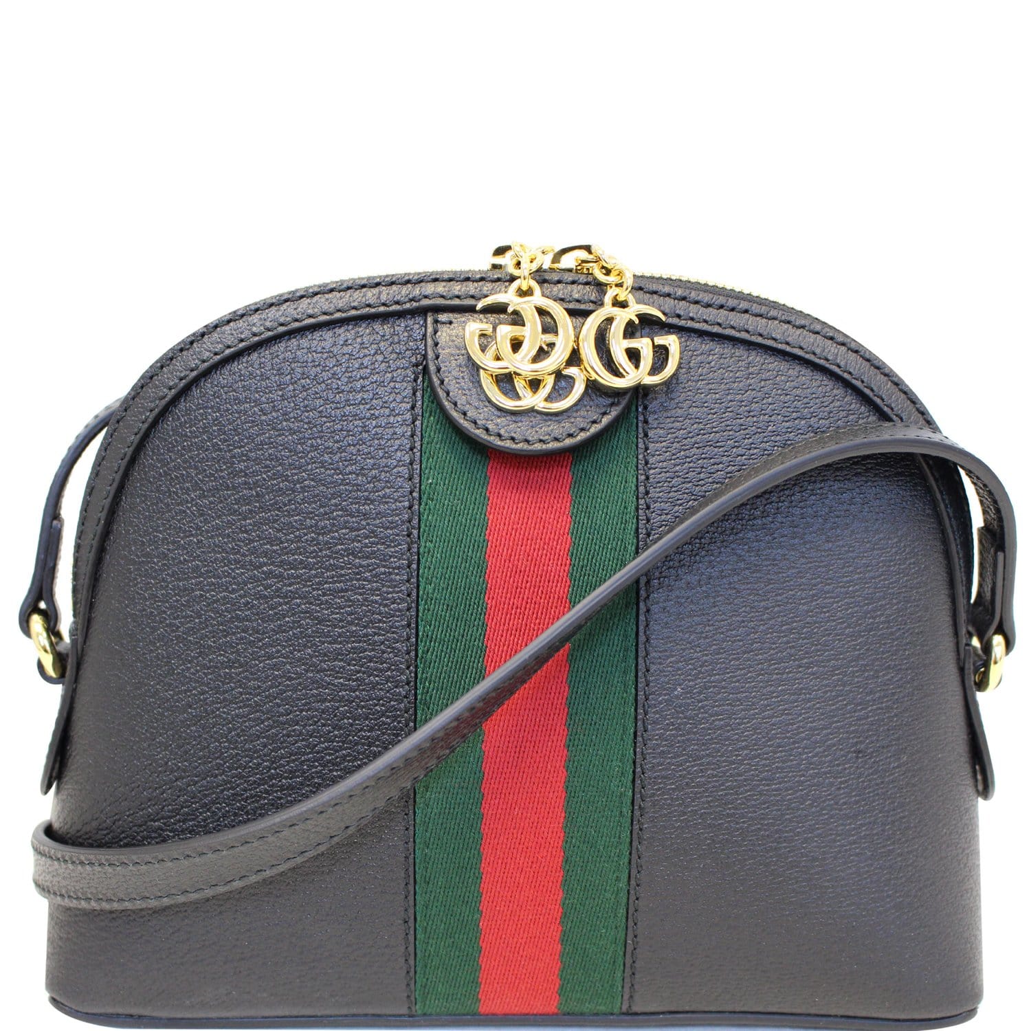 GUCCI Calfskin GG Web Small Ophidia Dome Shoulder Bag Black