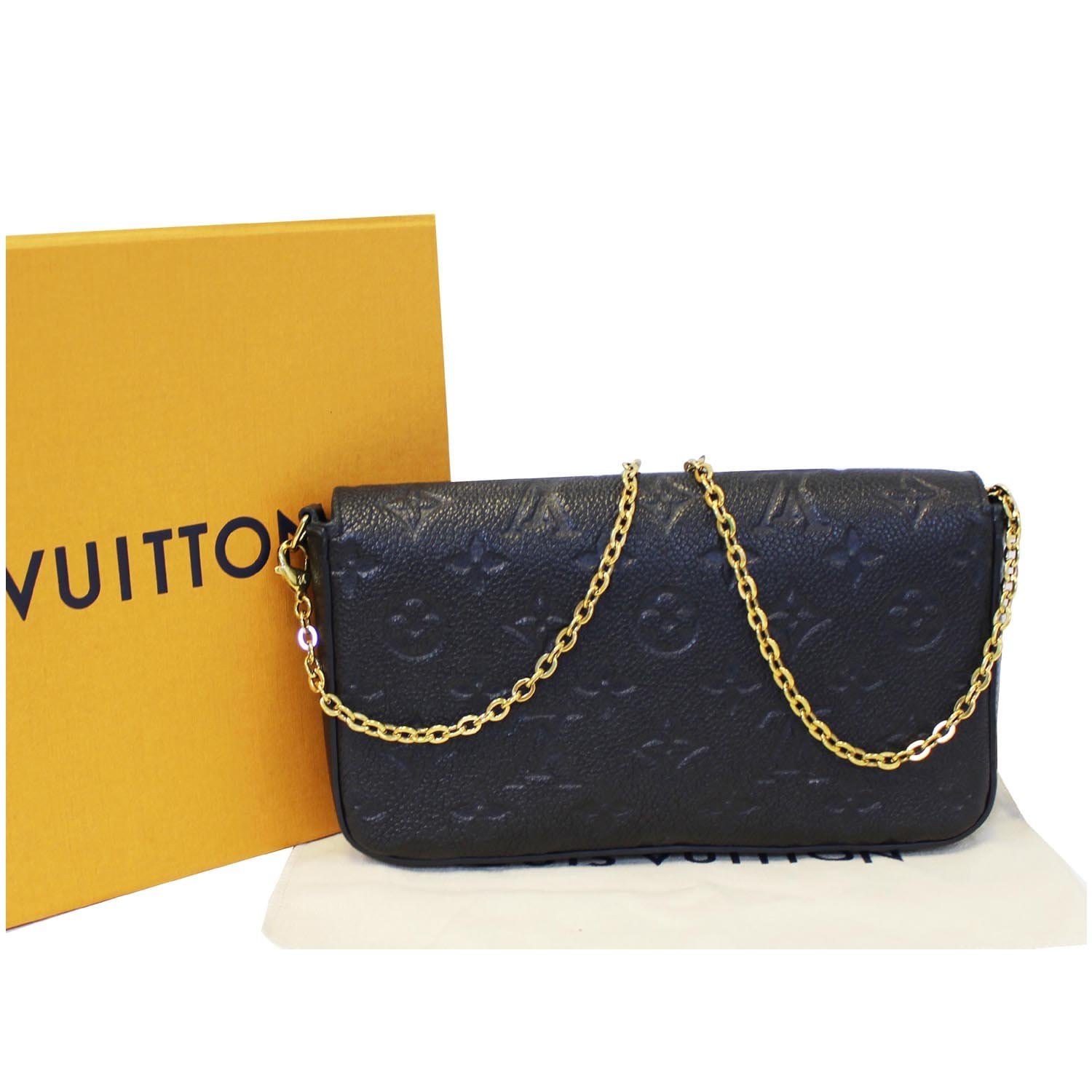 LOUIS VUITTON Pochette Felicie Empreinte Leather Crossbody Bag Black-US