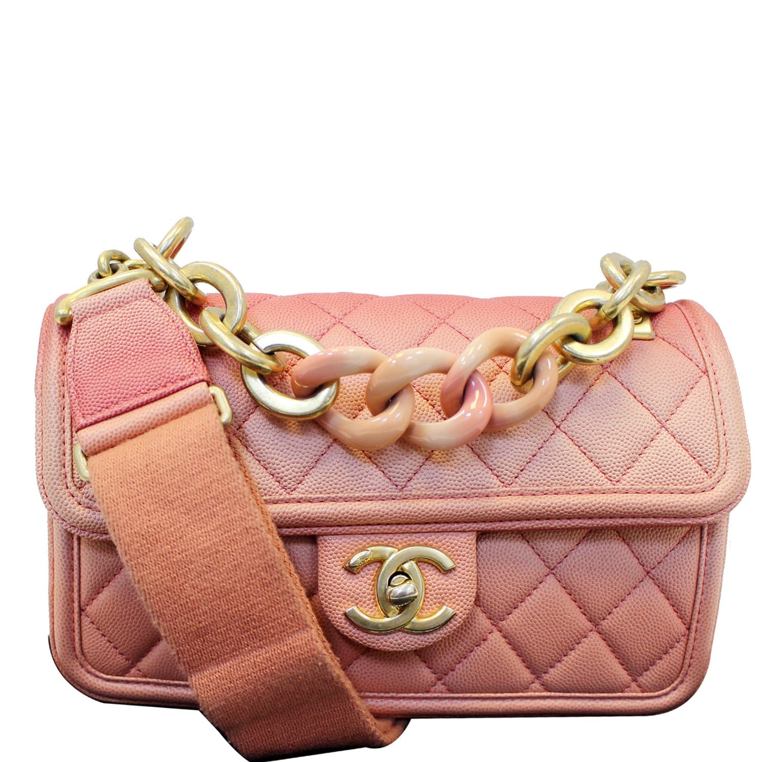 Chanel Sunset On The Sea Caviar Leather Small Flap in Coral