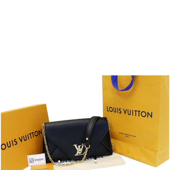 Louis Vuitton Love Note Chain Clutch Leather Black 2167791