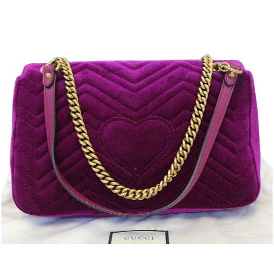 Gucci Purple GG Marmont Matelasse Crossbody Bag Velvet Cloth ref.948746 -  Joli Closet