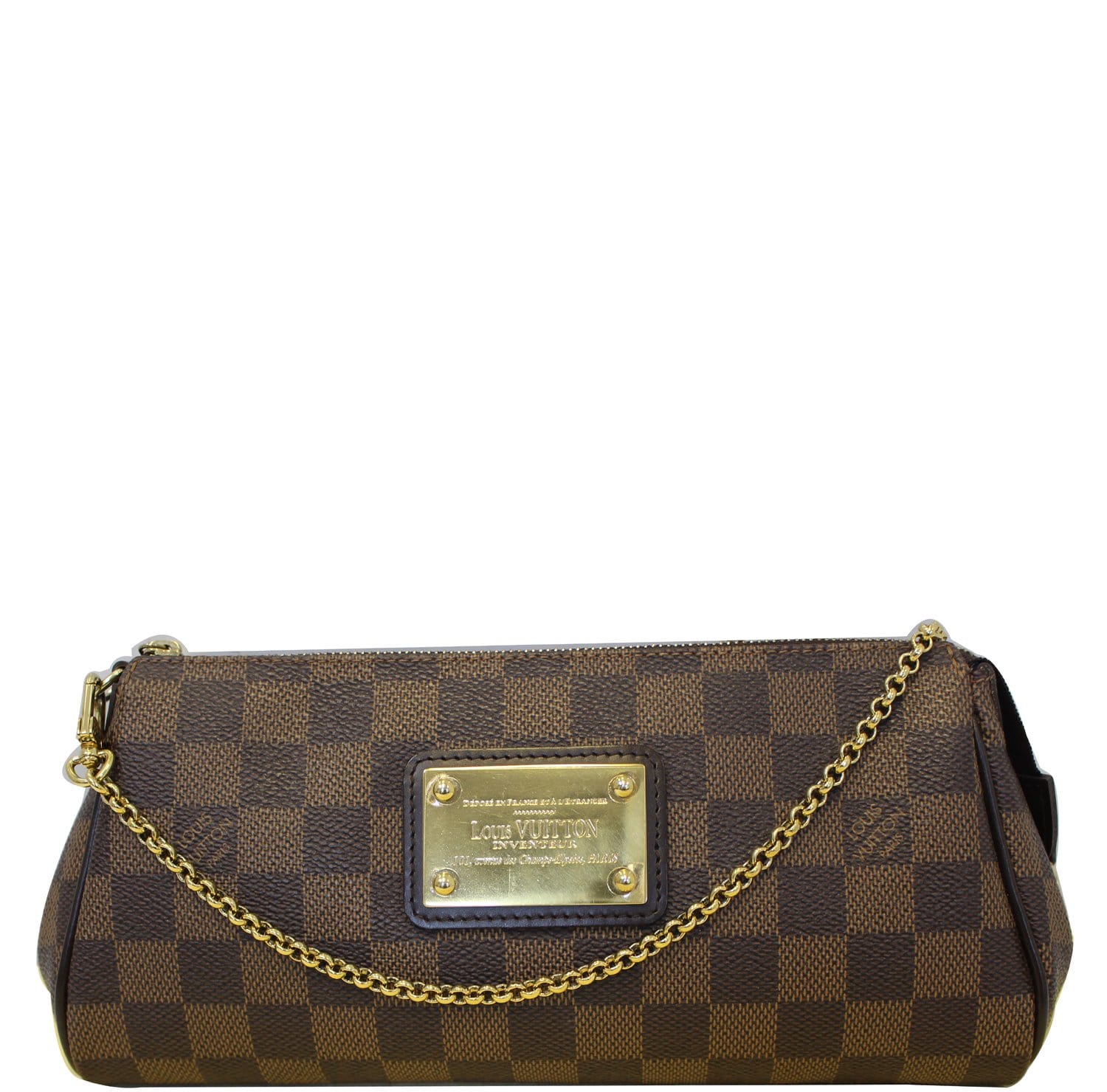 Louis Vuitton Pochette Eva Damier Ebene Clutch Bag Brown