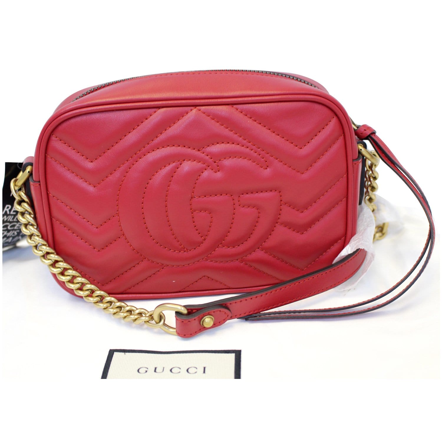 GUCCI GG Marmont Matelasse Mini Leather Crossbody Bag Red-US