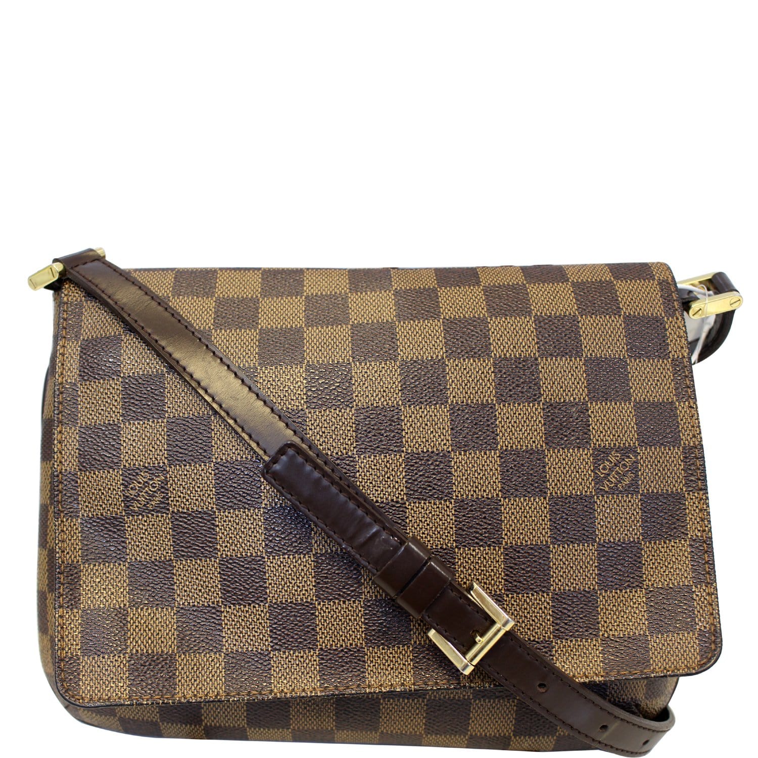 Brown Louis Vuitton Damier Ebene Musette Tango Short Strap