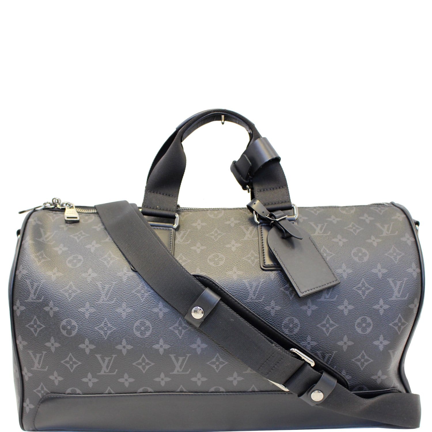 Louis Vuitton Keepall 55 Bandouliere Monogram Eclipse Travel Bag Black