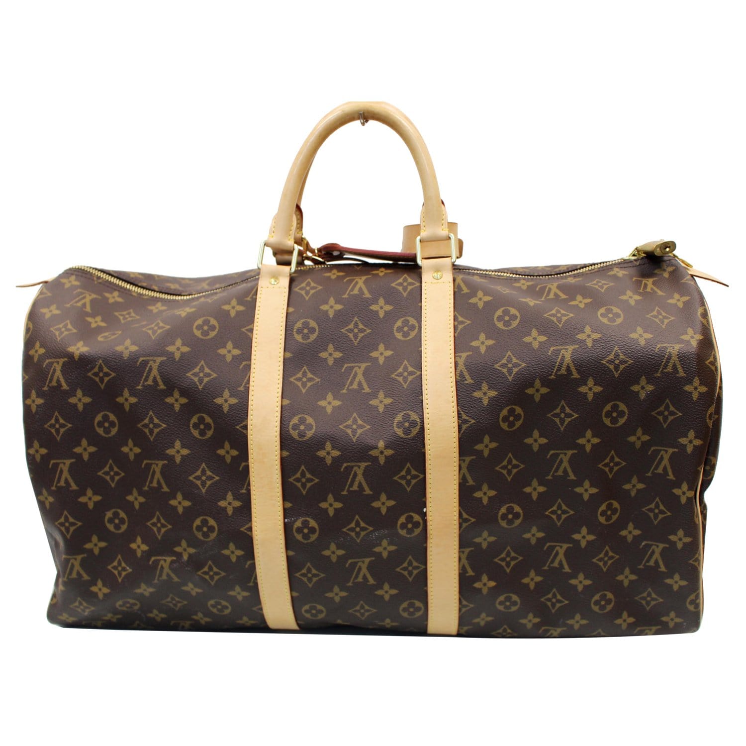 LOUIS VUITTON Keepall 55 Monogram Canvas Bostan Bag Brown