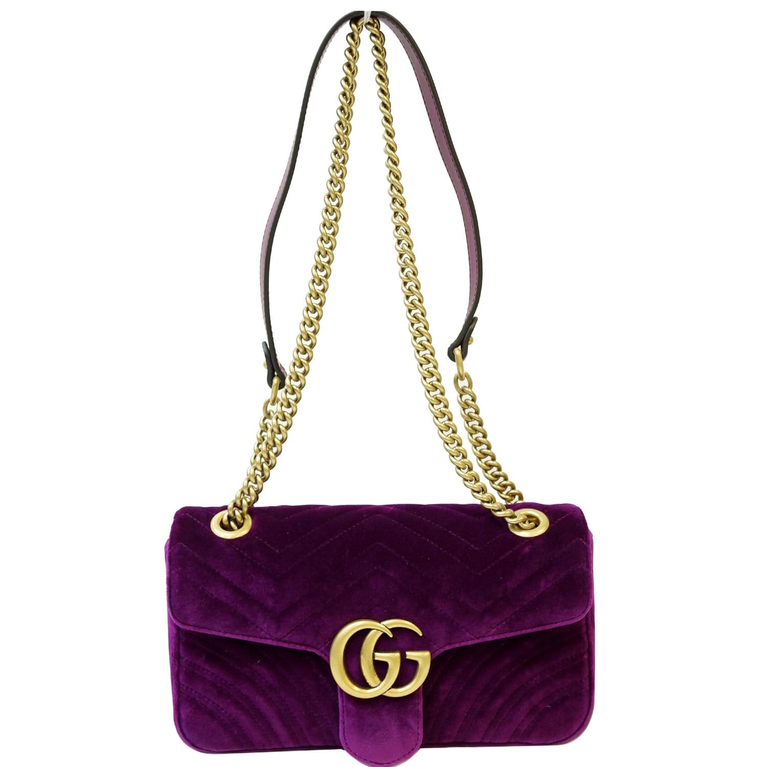 GUCCI GG Marmont Velvet Small Shoulder Bag Purple 443497