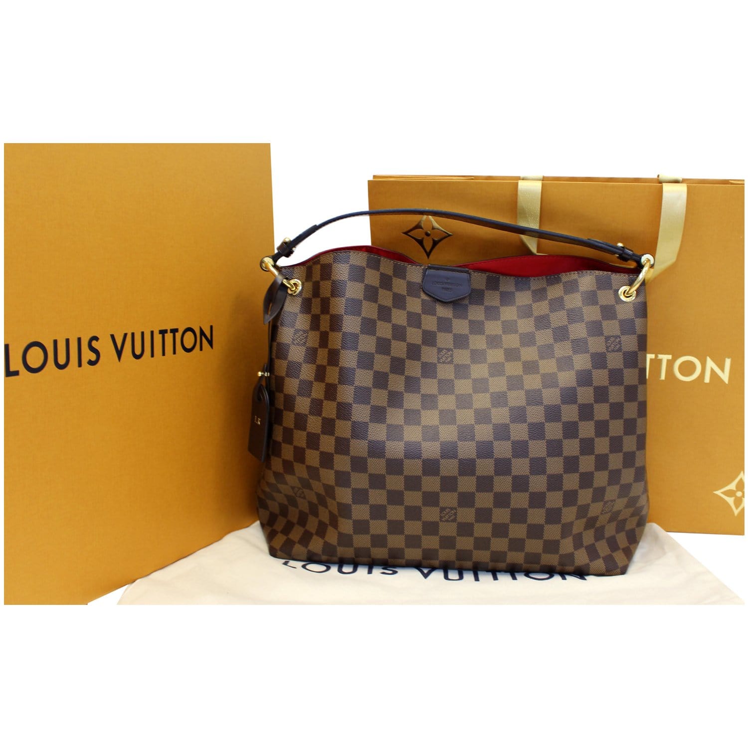 LOUIS VUITTON Graceful MM Damier Ebene Shoulder Bag Brown-US