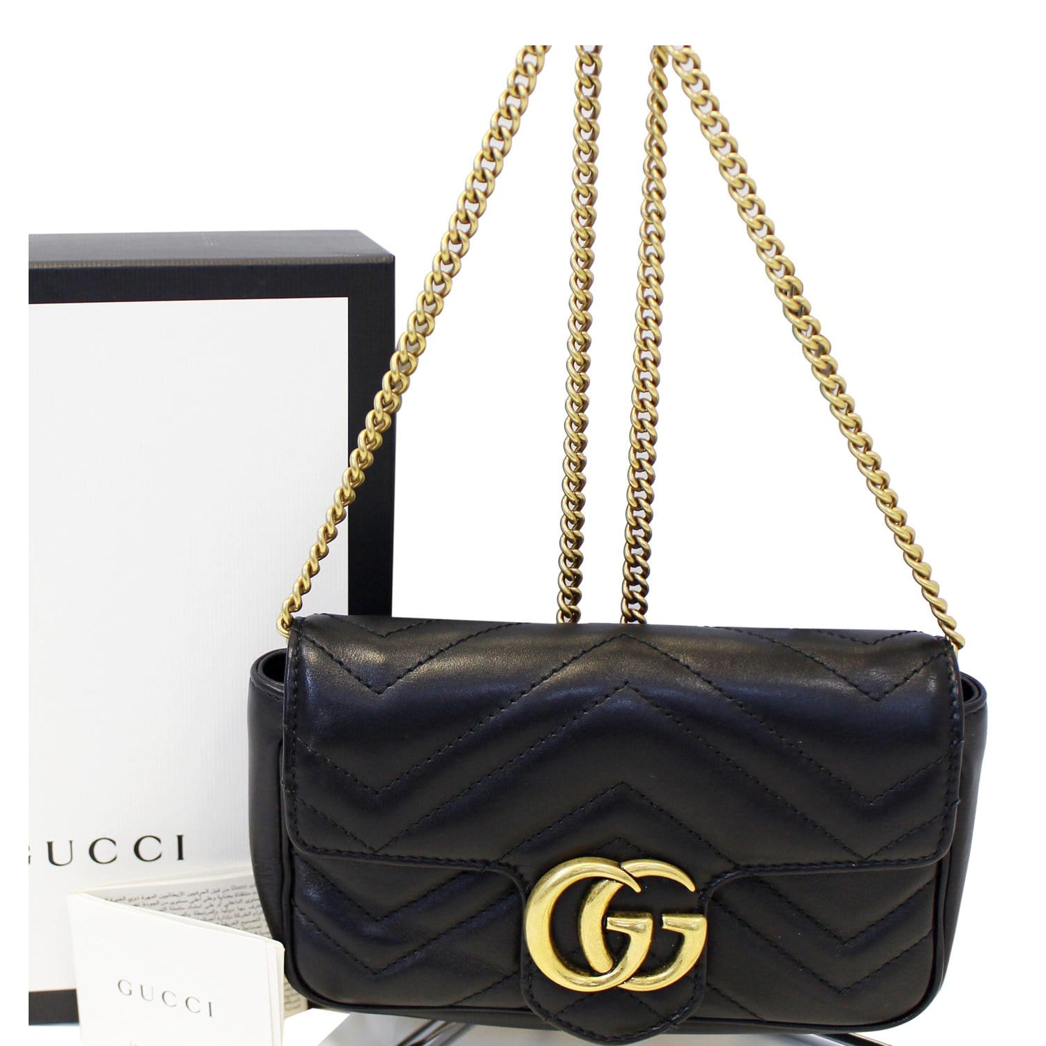 GG Matelassé mini bag in black leather