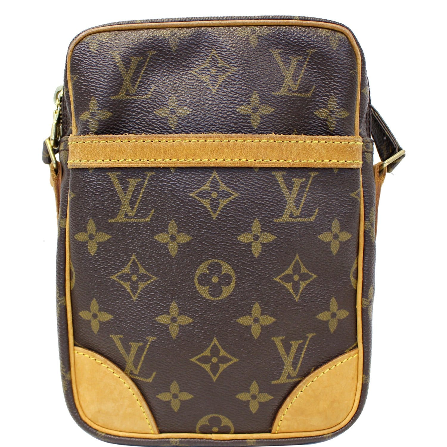 Louis Vuitton Danube Women's Authentic Pre Owned Custom Painted Crossbody Bag Brown, White Luxury Monogram Canvas