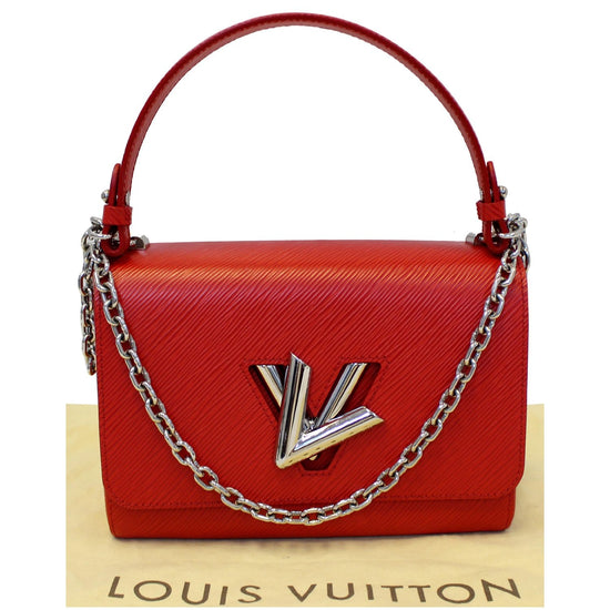 Louis Vuitton Red Epi Malletage Twist PM White Leather Metal ref