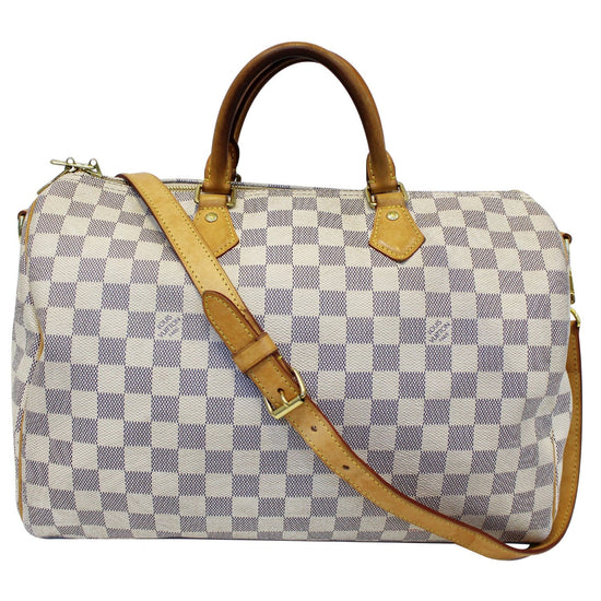 Speedy Louis Vuitton Louis vuitto bandouliere 35 Damier Azur White Cloth  ref.348230 - Joli Closet