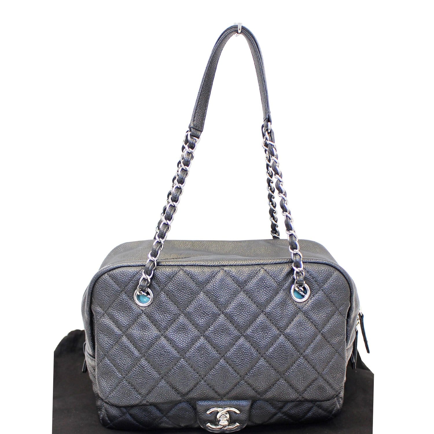 Chanel Zip Around Chain Camera Case Quilted Caviar Mini Black 2398811